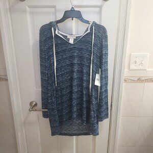 La Blanca Beach Blue White Soft Hooded Sweater
